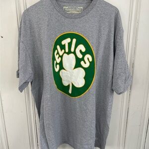 Mitchell & Ness Gray Celtics Tee with Green and White Logo